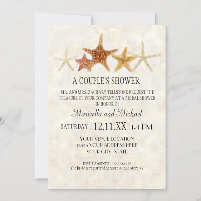 Tropical Beach Shells Starfish Nautilus Summer Invitation (Front)
