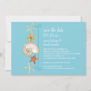 Tropical Beach Shells Starfish Nautilus Summer Invitation