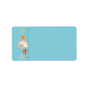 Tropical Beach Shells Starfish Nautilus Summer Label
