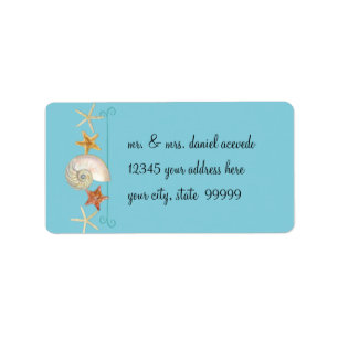 Tropical Beach Shells Starfish Nautilus Summer Label