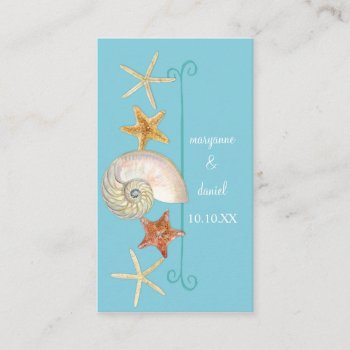 Tropical Beach Shells Starfish Nautilus Summer Place Card by ModernStylePaperie at Zazzle