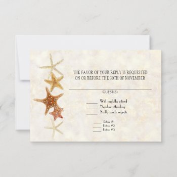 Tropical Beach Shells Starfish Nautilus Summer Rsvp Card by ModernStylePaperie at Zazzle