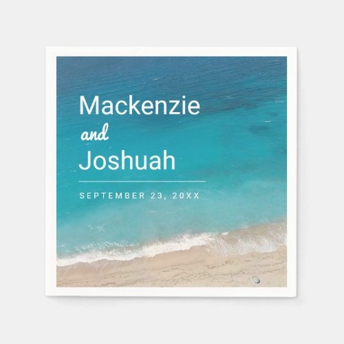 Tropical Beach Shore Turquoise Ocean Wedding Napkins