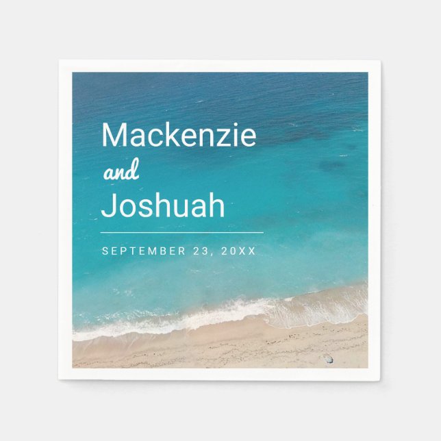 Tropical Beach Shore Turquoise Ocean Wedding Napkins (Front)