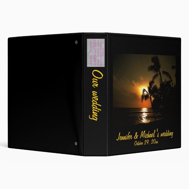 Tropical Beach Shoreline Wedding 3 Ring Binder (Background)