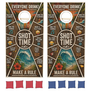 Tropical Beach Shot Time Cornhole Set