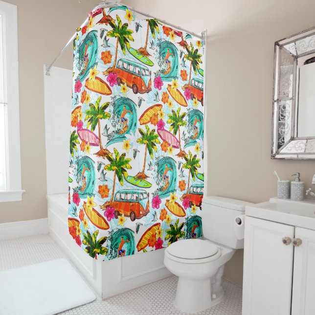 Tropical Beach Shower Curtain (In Situ)