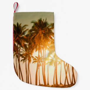 Tropical beach small christmas stocking