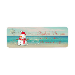 Tropical,Beach,Snowman,Snowflakes Label