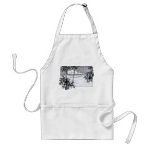 Tropical Beach South Wind Vintage Art Adult Apron