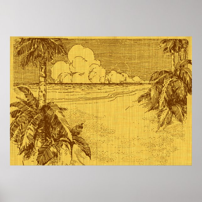 Tropical Beach South Wind Vintage Art Poster (Front)