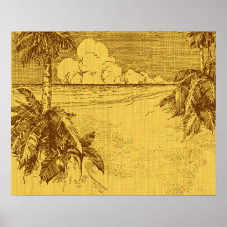 Tropical Beach South Wind Vintage Art Poster