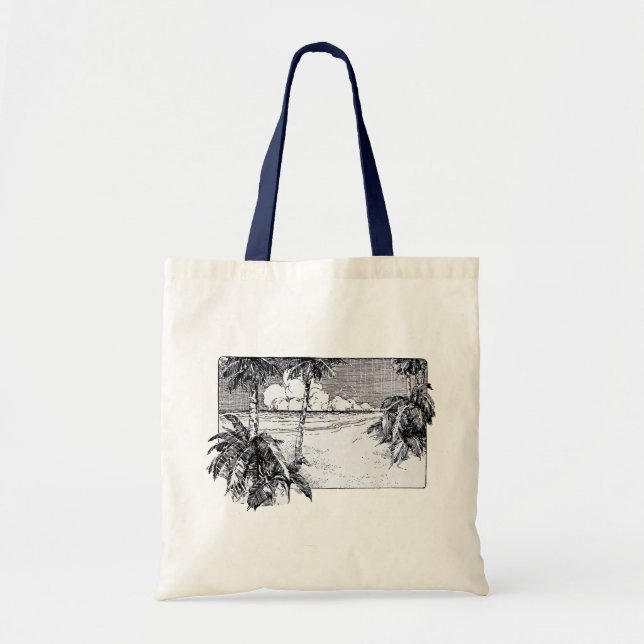 Tropical Beach South Wind Vintage Art Tote Bag (Front)