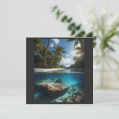 Tropical Beach Split View Ocean Above invitation (Standing Front)