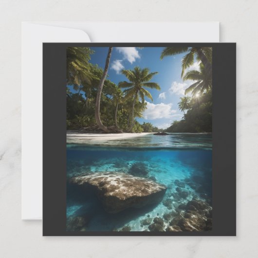 Tropical Beach Split View Ocean Above invitation (Front)