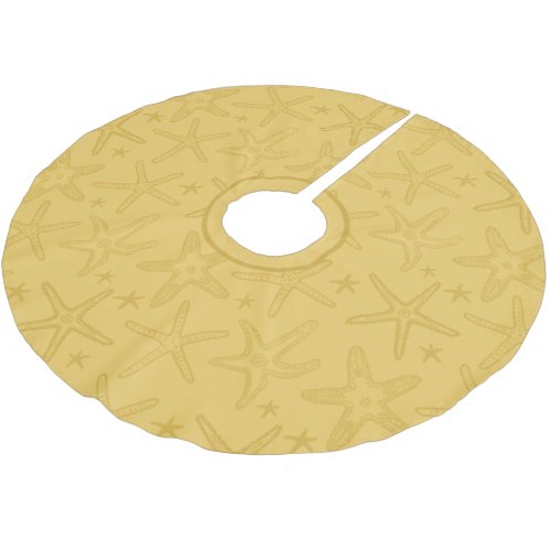 Tropical Beach Starfish Sand Colored Seashell  Brushed Polyester Tree Skirt