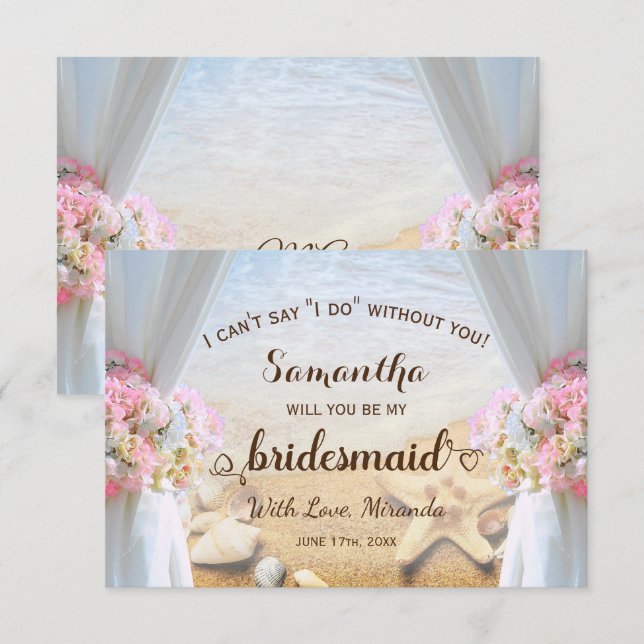 Tropical Beach Starfish Wedding Bridesmaid Invitation (Front/Back)