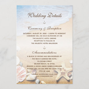 Tropical Beach Starfish Wedding Details Invitation