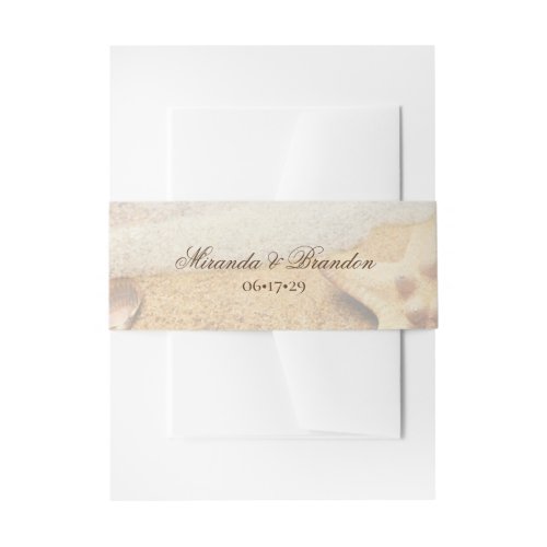 Tropical Beach Starfish Wedding Invitation Belly Band