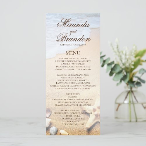 Tropical Beach Starfish Wedding Menu Card