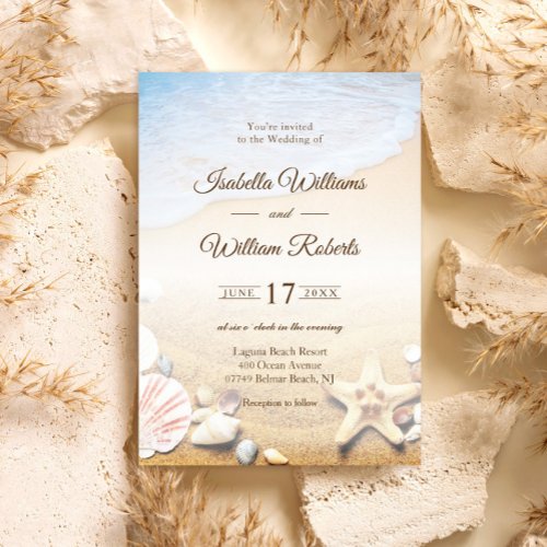 Tropical Beach Starfish Wedding Party Invitation