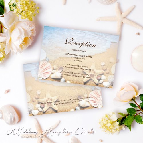 Tropical Beach Starfish Wedding Reception Card