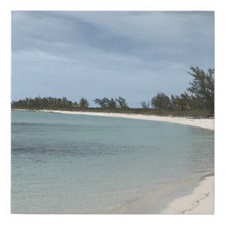 Tropical beach stretches in a gentle curve  faux canvas print