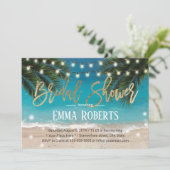 Tropical Beach String Lights Bridal Shower Invitation (Standing Front)