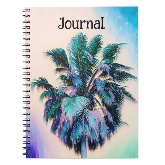 Tropical Beach Style Palm Tree Art Journal Spiral (Front)