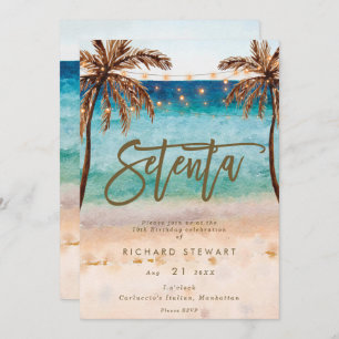 tropical beach summer 70th birthday party invitati invitation
