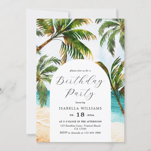 Tropical Beach Summer Birthday Invitation