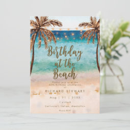 tropical beach summer birthday party invitation | Zazzle