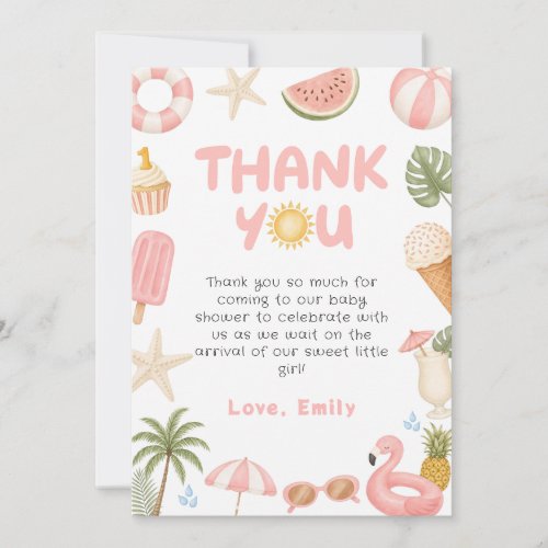 Tropical Beach Summer Birthday Thank You Card