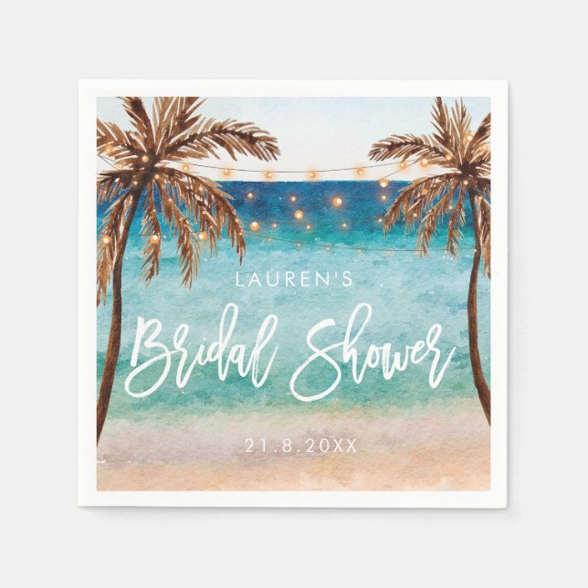 tropical beach summer bridal shower napkins (Front)