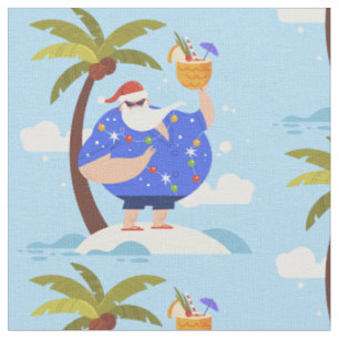 tropical beach summer christmas vacation santa fabric