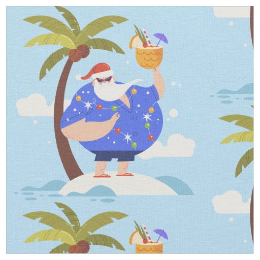 tropical beach summer christmas vacation santa fabric