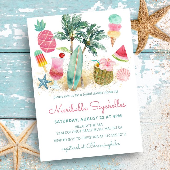 Tropical Beach Summer Fun Bridal Shower Invitation (Creator Uploaded)
