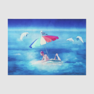 Tropical Beach Summer Girl Vacation Watercolor Tissue Paper