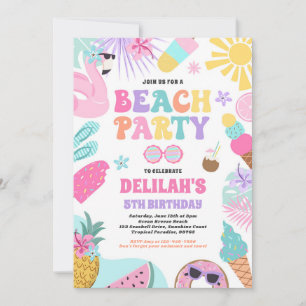 Tropical Beach Summer Ocean Birthday Party Invitation