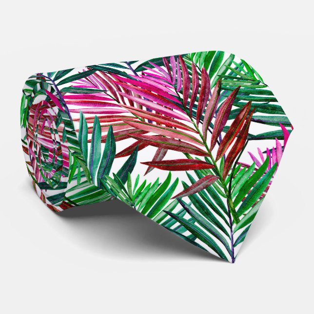 Tropical Beach Summer Palms Neck Tie (Rolled)