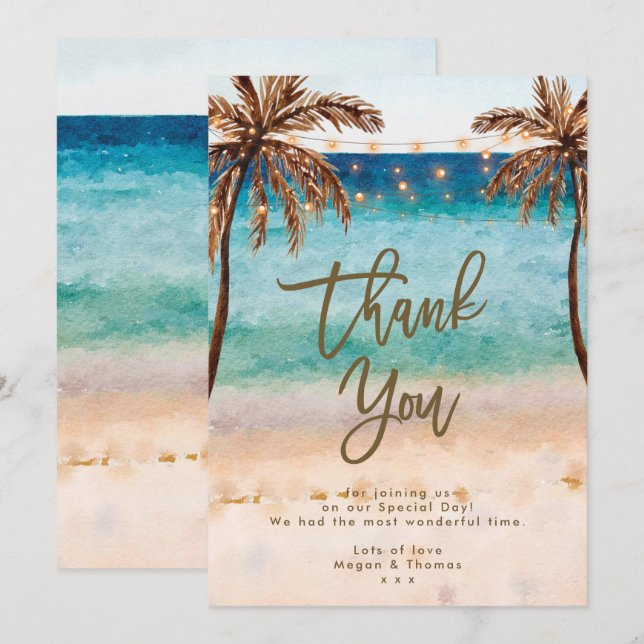 tropical beach summer thank you card (Front/Back)