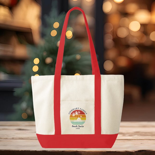 Tropical Beach Summer Vacation Beach Cruise Custom Tote Bag (Retro Family Reunion Beach House Tote Bag)