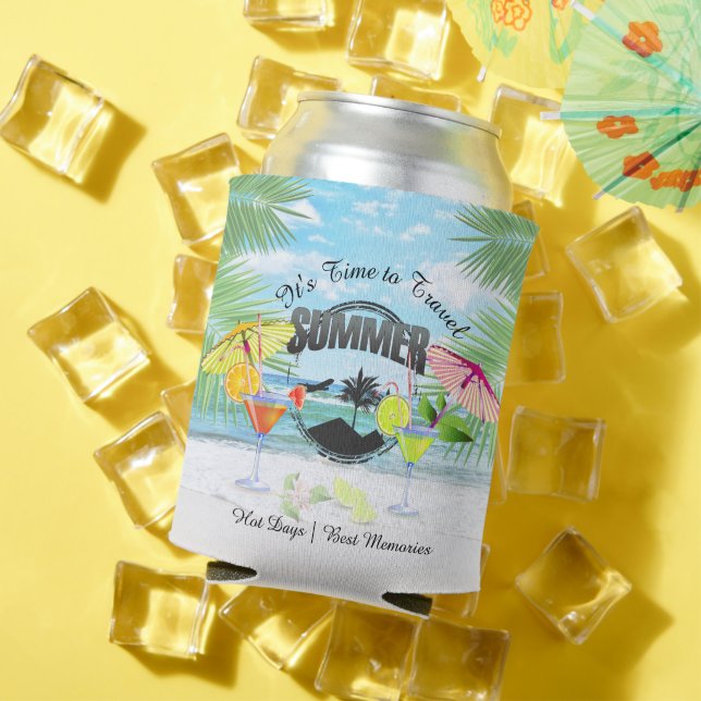 Tropical Beach, Summer Vacation | Personalized Can Cooler (In Situ Summer)