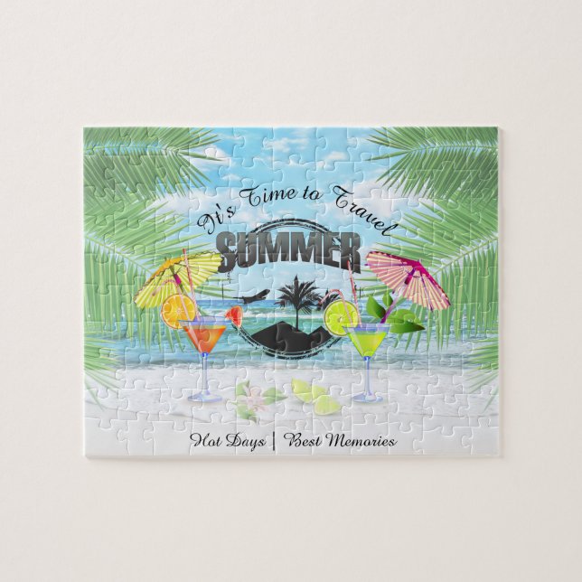 Tropical Beach, Summer Vacation | Personalized Jigsaw Puzzle (Horizontal)