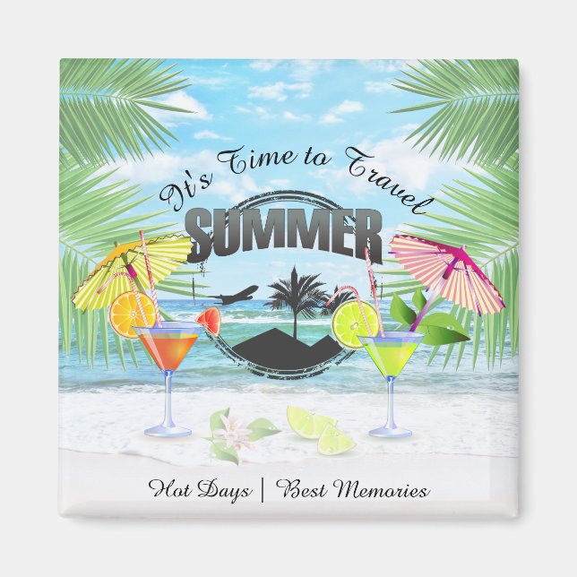 Tropical Beach, Summer Vacation | Personalized Magnet (Front)