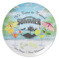 Tropical Beach, Summer Vacation | Personalized Melamine Plate Tropical Beach, Summer Vacation | Personalized Melamine Plate