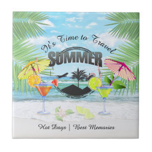 Tropical Beach, Summer Vacation Personalized Tile