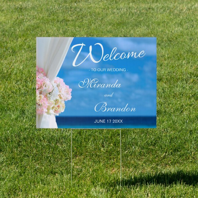 Tropical Beach Summer Wedding Welcome Sign (Insitu)