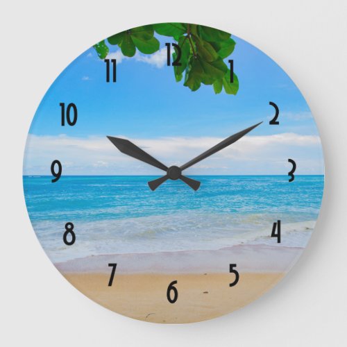 Tropical Beach Sun Sand and Sea Large Clock