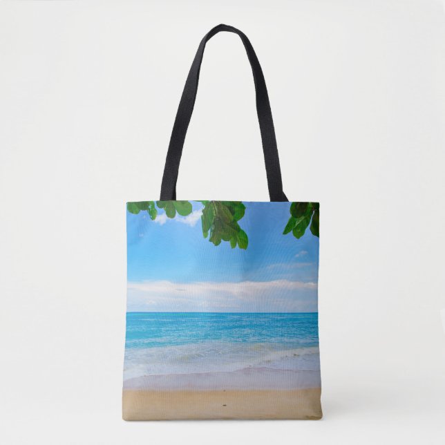 Tropical Beach Sun Sand and Sea Tote Bag (Front)
